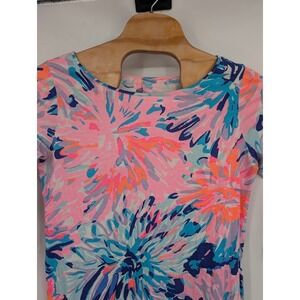 Lilly Pulitzer Women's Marlowe printed boat neck t shirt dress pink blue sz L